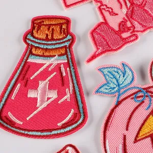 Lebhafte rosa Zaubertrankflasche und Kürbis Stickpatches für DIY Kleidungsdekor