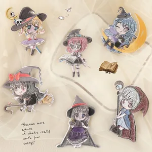 Schattige Cartoon Anime Tovenaar Meisje Geborduurde Sticker Strijkapplicatie DIY Kleding Accessoires Polyester Borduurwerk Badge