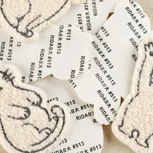 Cute beige cartoon cat towel embroidery self-adhesive patch for DIY phone cases