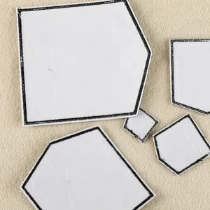 Set of white iron-on embroidered faux pocket patches for DIY clothing and bags