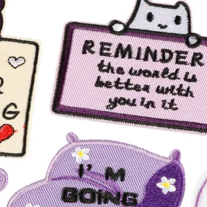 Cute cartoon embroidered patches with inspirational English quotes for clothes