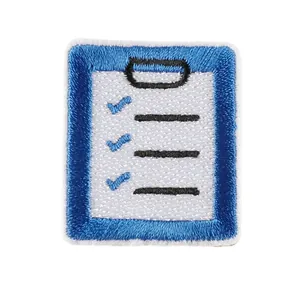 Embroidered clipboard checklist iron-on patch for DIY clothing and accessory decoration