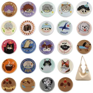 Cartoon Embroidered Badge Brooch Pin Tinplate Round Patch For Clothes Bag Decoration Anime Peripheral Accessory For Kids Women