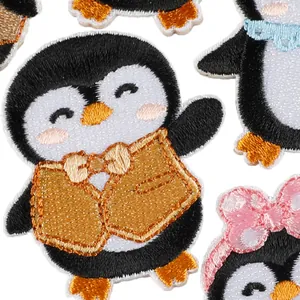 Cute cartoon penguin embroidered self-adhesive patches for DIY clothing decoration accessories
