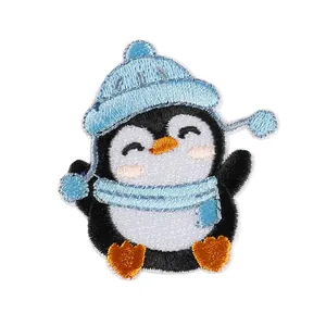 Cute cartoon penguin embroidered patch DIY accessory for clothing, hats, and bags