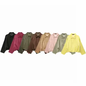 Colección de chaquetas aviador para mujer en textura de ante de varios colores moda
