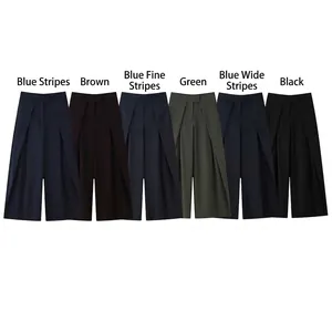 Casual high-waist wide-leg trousers available in multiple colors and various stripe patterns