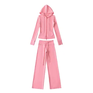 Roze dames trainingspak met hoodie en wijde pijpen voor yoga en dagelijks gebruik