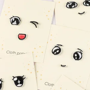 Juego de parches bordados con expresiones faciales para decoración y reparación de ropa