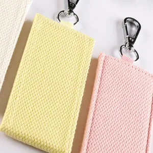Handmade woven canvas keychain straps with silver metal clasps for DIY bag charms