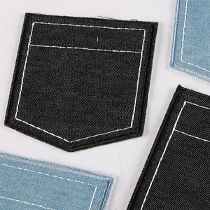 Assorted denim faux pocket embroidery patches for DIY clothing and bag accessories