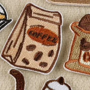 Detailed cartoon coffee bean bag embroidered patch for creative clothing and bag decoration