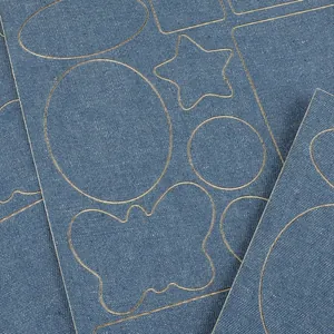 Self-adhesive blue denim repair patches in butterfly star and oval shapes for clothes