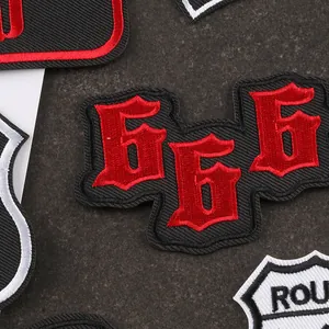 Gothic 666 roter gestickter Zahlenaufnäher für DIY-Kleidung und Stickereiprojekte