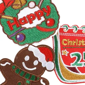 Set kerst geborduurde patches voor kledingdecoratie en creatieve textielhobby's
