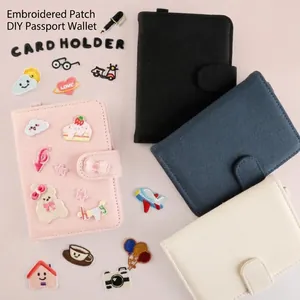 DIY Patch Ricamate a Fumetti Porta Passaporto Borsa per Documenti di Viaggio Portafoglio in Tela Multifunzionale Organizzatore di Documenti Porta Carte
