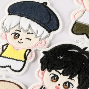 Cute plush anime cartoon character embroidery patches for handmade DIY bag decoration