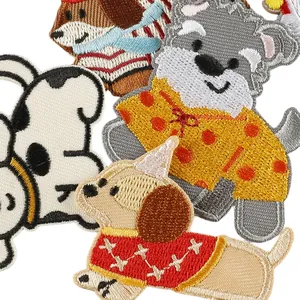 Juego de parches bordados de perros lindos para ropa DIY y fundas de teléfono móvil