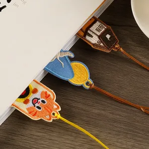 Handmade embroidered fabric bookmarks set for book lovers and gifting