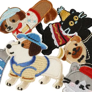 Parches bordados de perros y gatos lindos para decorar ropa y fundas de móvil