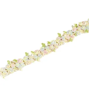 Exquisite pastel floral embroidered lace choker trim for DIY sewing and jewelry craft