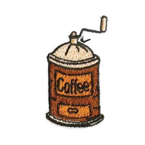 Écusson brodé moulin à café rétro à thermocoller pour décorer vêtements et sacs DIY