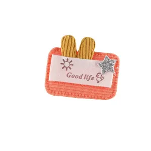 Écusson mignon en tissu orange avec oreilles de lapin pour accessoires de cheveux DIY
