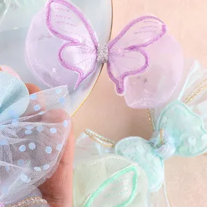 Lazos bordados de encaje de mariposa para accesorios de cabello DIY y manualidades lindo