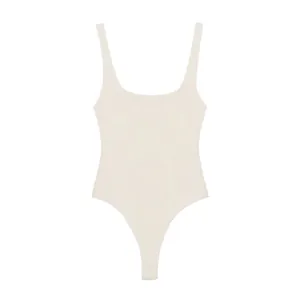 Body blanco minimalista sexy con cuello cuadrado para mujer con un diseño moderno