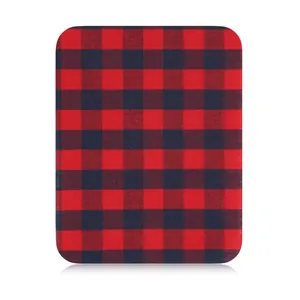 Red and black buffalo plaid adhesive fabric repair patch for clothes and elbows