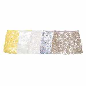 Eleganter Damen Blumen Pailletten Strick Minirock Hohe Taille Blumendekoration Kurzer Rock Für Party Club Mode Frühling Oberbekleidung