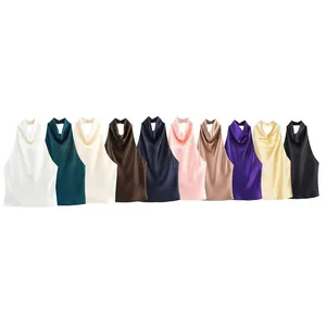 Elegante Neckholder-Tops aus Satin für Damen in vielen verschiedenen hellen Farben