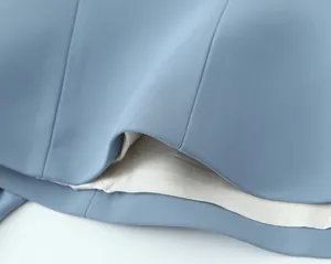 Macro detail of high-quality light blue fabric texture and white lining of casual suit