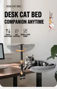 Detail van een 360 graden draaibare bureau-kattenmand met ademend gaas