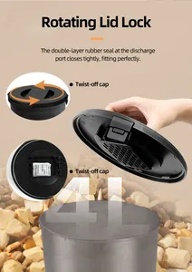 Detailweergave van het 4L smart pet feeder roterende dekselslot en vakje.