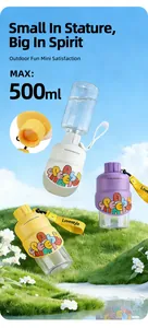 Detailed view of 500ml portable pet water bottles with colorful silicone sleeves