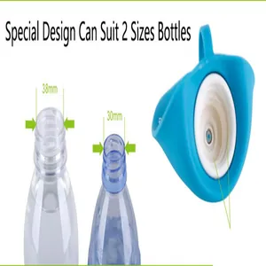 Detail of blue silicone leaf water dispenser fitting 30mm and 38mm bottle necks