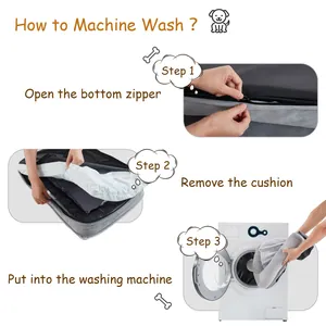 Step-by-step guide for machine washing the removable pet bed cover