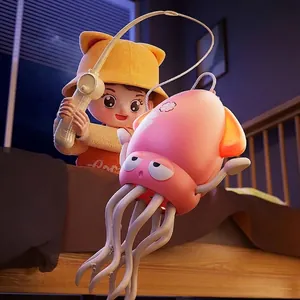 Interactive electric dancing octopus pet toy with induction sensor and fishing rod set