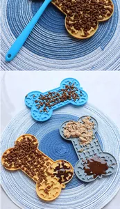 Bone-shaped silicone slow feeder pet lick mat for dogs with different food textures