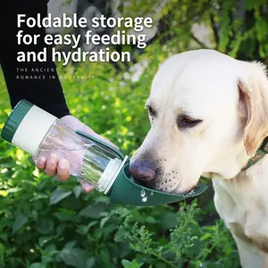 Bottiglia d'acqua e cibo 2-in-1 portatile per cani per passeggiate e viaggi fuori