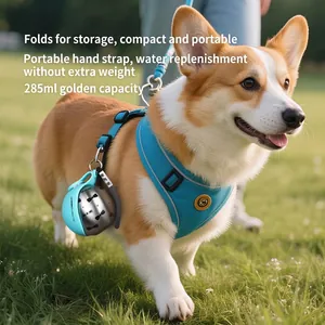 Opvouwbare draagbare waterfles voor honden buiten, 285ml blauwe siliconen dispenser