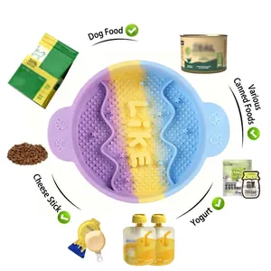 Colorful silicone rainbow slow feeder bowl for small dogs and cats with LIKE text