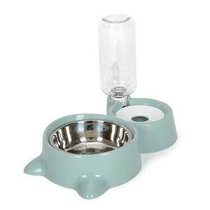 Dispensador de agua automático 2 en 1 y cuenco de acero inoxidable para mascotas