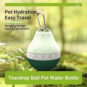 Portable stainless steel dog water bottle with carabiner for outdoor travel use