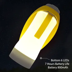 Bouteille d'eau portable pour animaux avec lampe LED camping, batterie 800mAh pour la nuit.