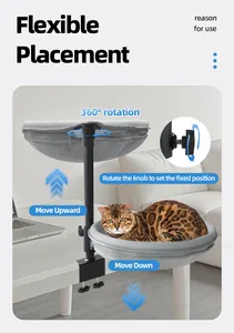 Höhenverstellbares Katzenbett für Schreibtische mit 360-Grad-Drehung und Halterung