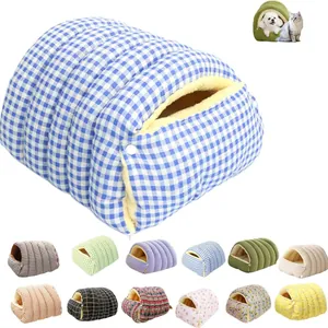 Warm enclosed pet bed for cats and dogs with multiple color pattern variants