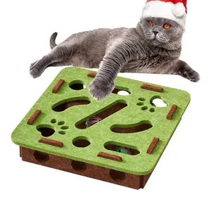 Gioco Puzzle Labirinto per Gatti Scatola in Feltro per Gatti Auto-intrattenimento Intelligente Gioco Interattivo con Palle con Campanello