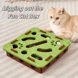 Scatola gioco interattiva in feltro per gatti con palline e sonagli per divertimento.